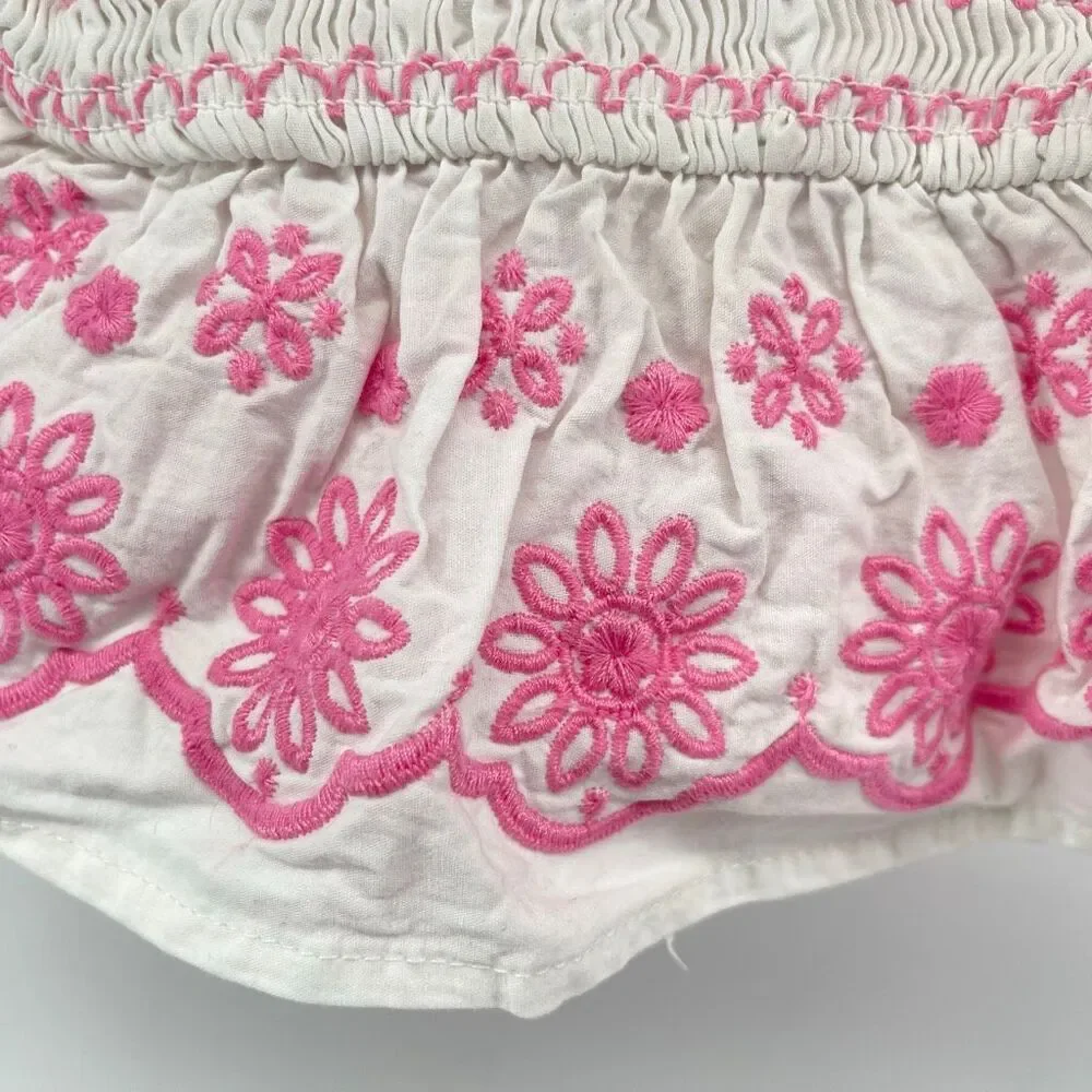 Little Lass 18M Pink Embroidered Smocked Top Cargo Pants Outfit Set Boho - Picture 10 of 13